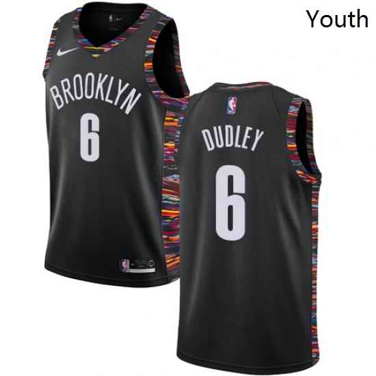 Youth Nike Brooklyn Nets 6 Jared Dudley Swingman Black NBA Jersey 2018 19 City Edition